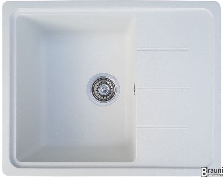 Кухонна мийка Patrat Biela 62х50 біла гранітна RO47709 фото