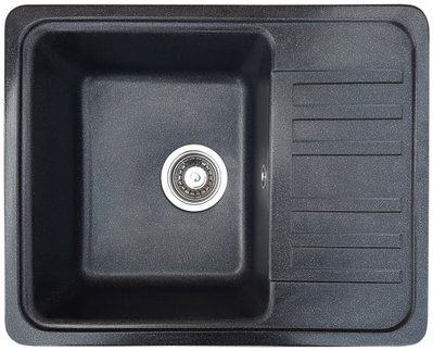 Кухонна мийка гранітна Regula Antracit 57х46 чорна з крилом права/ліва RO44612 фото