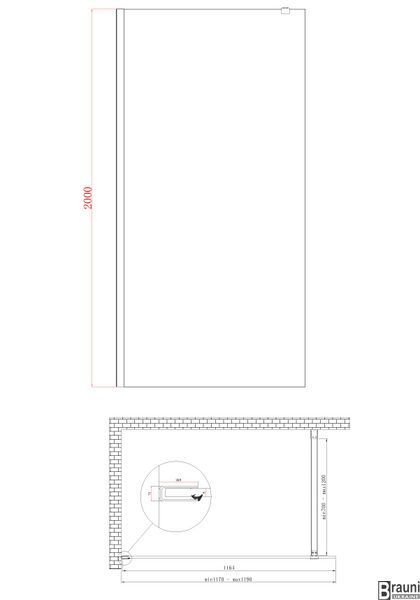 Душова перегородка Koer SR SP01-120x200-TR-01 Walk-In прозоре скло Easy Clean 8мм, хром (KR5394) KR5394 фото
