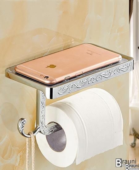Держатель туалетной бумаги / полотенец с полочкой R155 хром 2032 фото