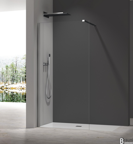 Душова перегородка Koer SR SP01-120x200-TR-01 Walk-In прозоре скло Easy Clean 8мм, хром (KR5394) KR5394 фото