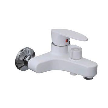 Змішувач для ванни Plamix CEZAR-009 EURO SET White, зі шлангом, лійкою та кронштейном (PM0692) PM0692 фото