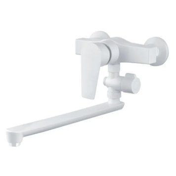 Змішувач для ванни PLAMIX OSCAR-006 SET WHITE (зі шлангом, лійкою та кронштейном) (PM0703) PM0703 фото