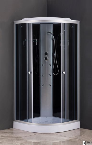 Бокс душовий з гідромасажем Mixxus STRONG SBH02-90x90x215-GR SATIN низький піддон (MI6891) MI6891 фото