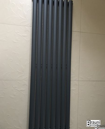 Вертикальний дизайнерський радіатор опалення TM ARTTIDESIGN Rimini 8/1500 Сірий 5463 фото