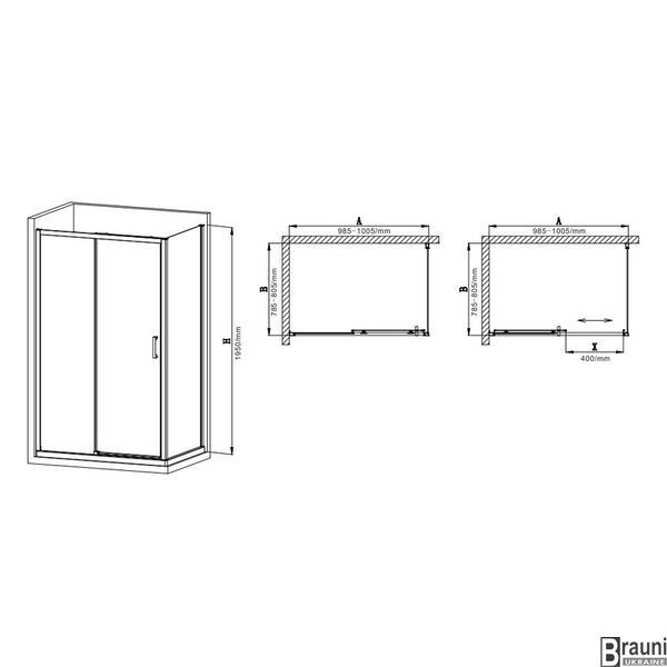 Душова кабіна без піддону Mixxus Premium DIVERSE SC03-100x80x195-TR Chrome прозоре скло 6мм (MI6865) MI6865 фото