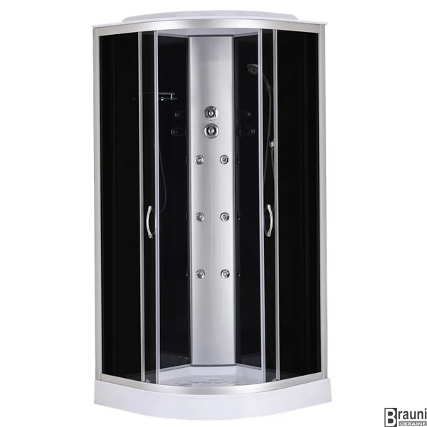 Бокс душовий з гідромасажем Mixxus STRONG SBH02-90x90x215-GR SATIN низький піддон (MI6891) MI6891 фото