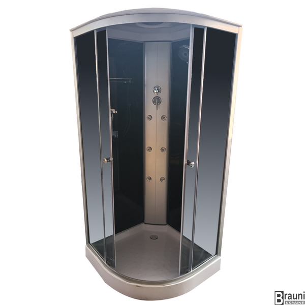 Бокс душовий з гідромасажем Mixxus STRONG SBH02-90x90x215-GR SATIN низький піддон (MI6891) MI6891 фото