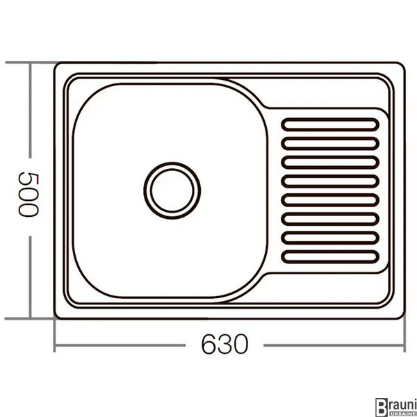 Мойка кухонная 63х50 с крылом ZERIX Z6350-08-180E, нержавейка ZM0563 фото