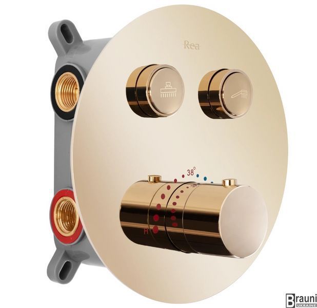 Душевая система REA LUNGO GOLD c термостатом + BOX скрытого монтажа REA-P8550 фото