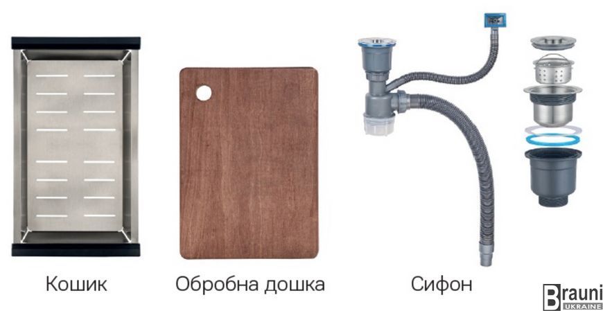 Мийка кухонна 75х45 графіт ZH7545-SET-05 DECOR NANO-BLACK (3.0/0.8) ZM5582 фото