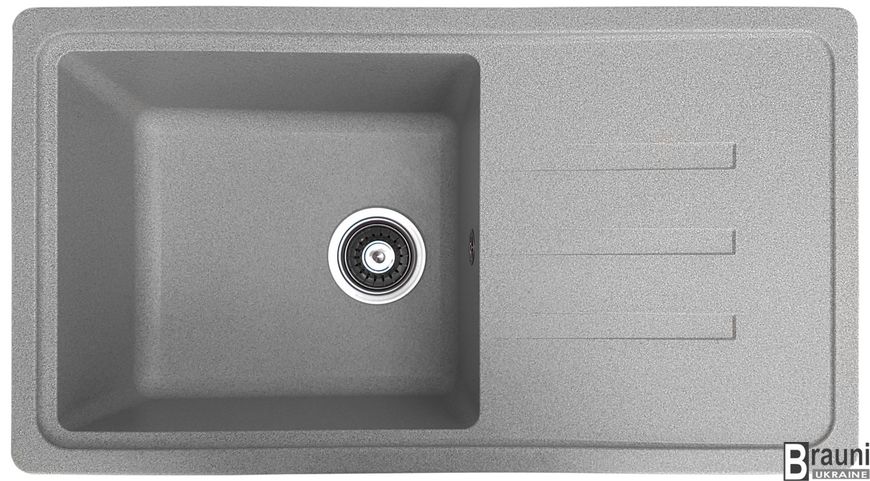 Кухонна мийка кам'яна Trei Seda 78х43 сіра з крилом  RO47658 фото