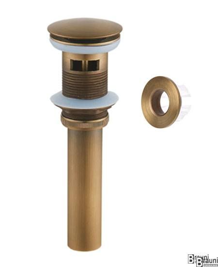 Донный клапан с переливом и кольцом, бронза 4043 фото