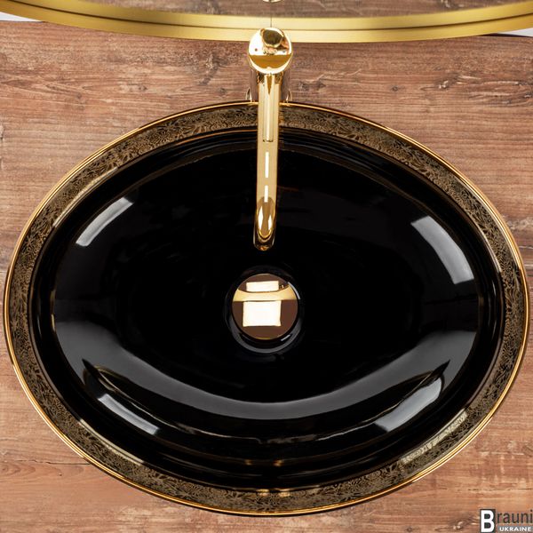 Умывальник (раковина) REA MARGOT BLACK GOLD накладной черный/золотой REA-U8978 фото