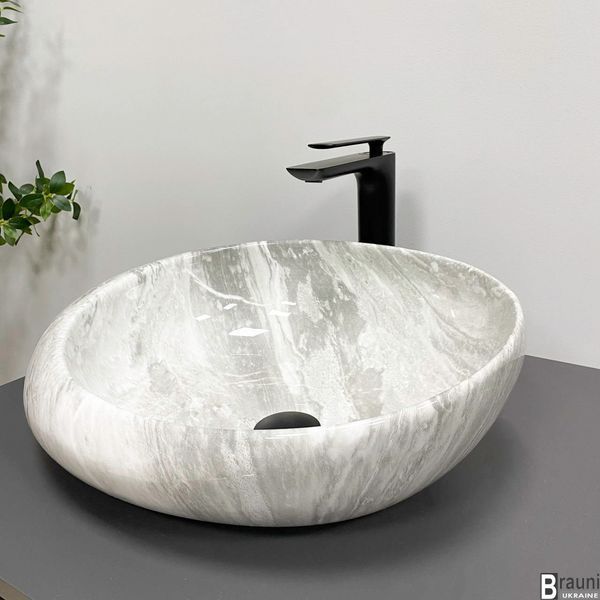 Умивальник (раковина) VBI RICCIA LIGHT STONE GLOSSY накладний VBI-017202 фото