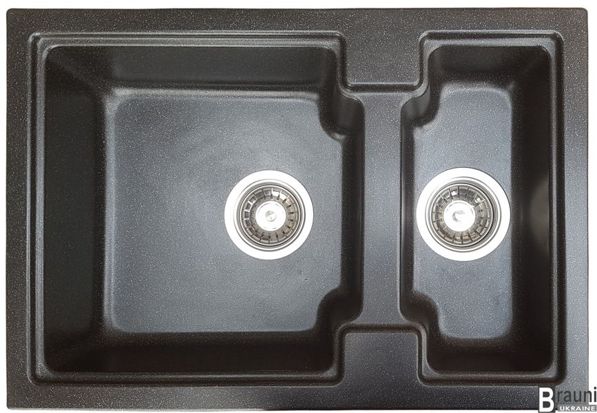 Кухонна мийка Patrat Antracit 62х43 чорна з додатковою чашею RO46773 фото