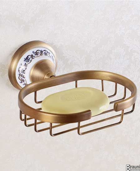 Настенная мыльница бронзовая в ванную комнату латунь