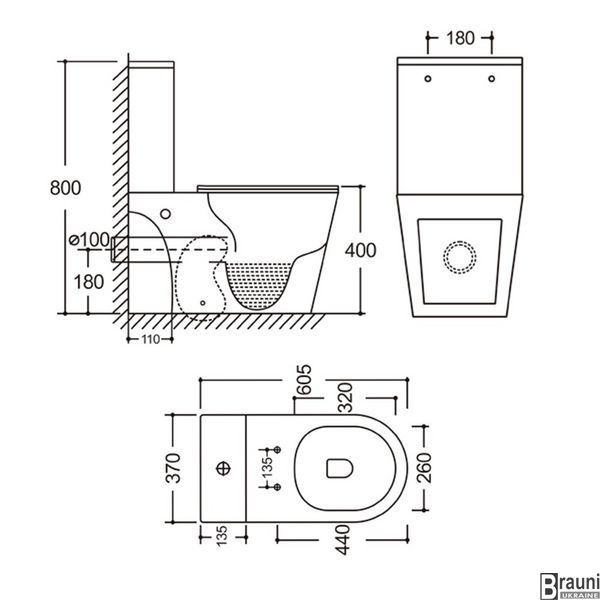 Унітаз компакт Mixxus BEVEL-0405-R 60х37х80 змив RIMLESS (безободковий) MI6728 фото