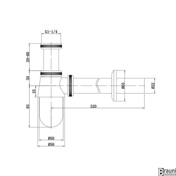 Сифон для раковины SIPHON-01 BLACK без ревизии, черный AC3573 фото