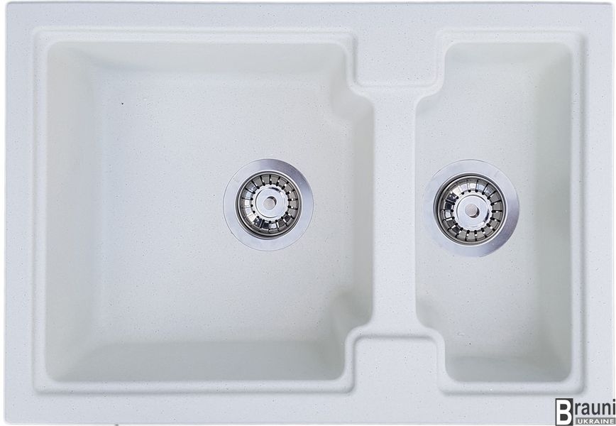 Кухонна мийка Patrat  Biela 62х43 біла з додатковою чашею RO47701 фото