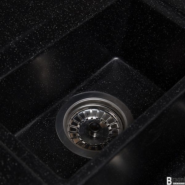 Кухонна мийка Jorum Antracit 78х51 чорна з додатковою чашею RO43465 фото