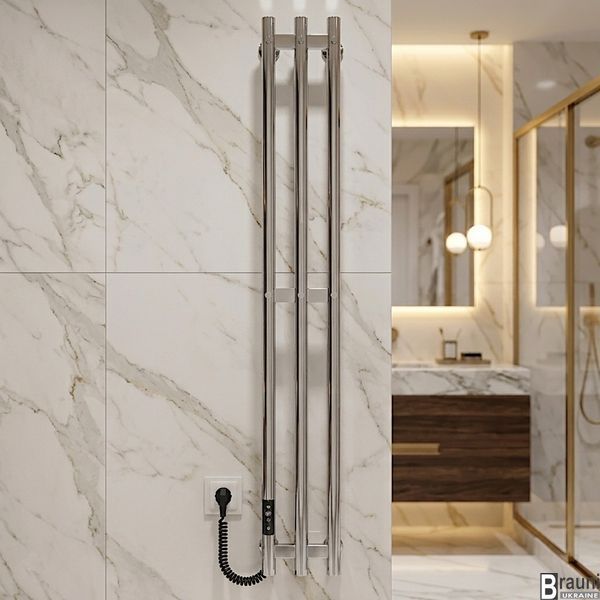 Електрорушникосушка з гачками Zara 17х120 хром, ліве підключення 8746 фото