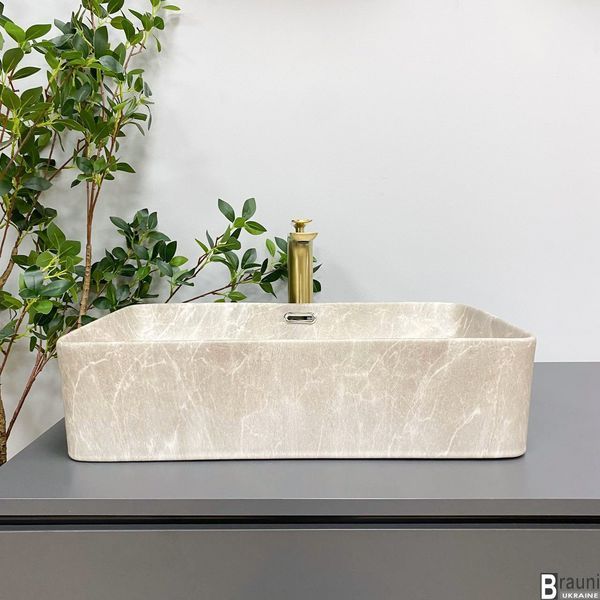 Умывальник (раковина) VBI ARABBA M BEIGE STONE MATT накладной VBI-013504 фото
