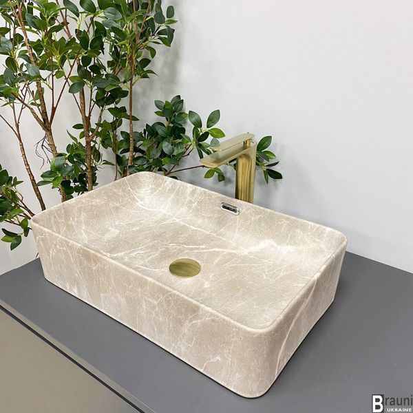 Умывальник (раковина) VBI ARABBA M BEIGE STONE MATT накладной VBI-013504 фото