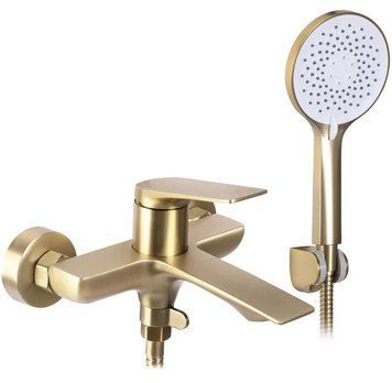 Смеситель для ванны и душа REA AVALON BRUSHED GOLD настенный с изливом REA-B2707 фото