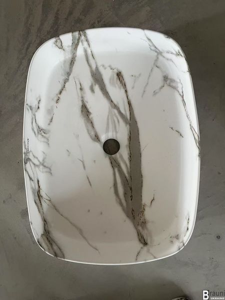 Умивальник (раковиний) накладий BEVEL-0102 MARBLE 49х37, мармур MP6519 фото