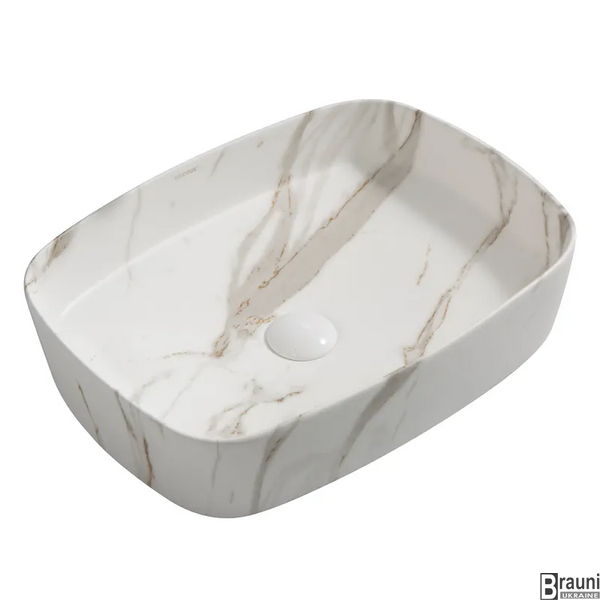 Умивальник (раковиний) накладий BEVEL-0102 MARBLE 49х37, мармур MP6519 фото