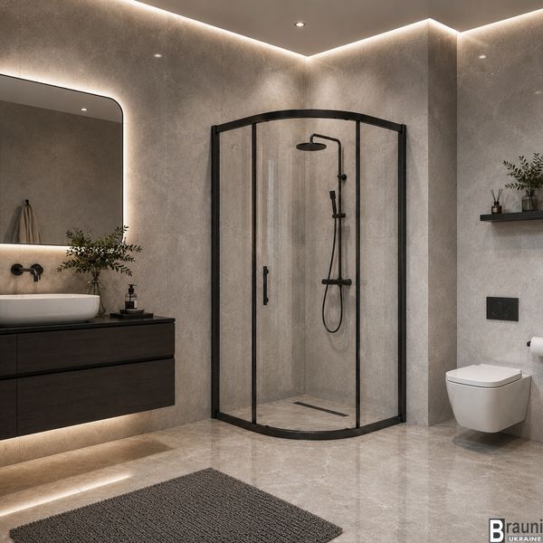 Душевая кабина 90х90 Altea 29020802, черная с прозрачным стеклом, раздвижная 29020802 фото