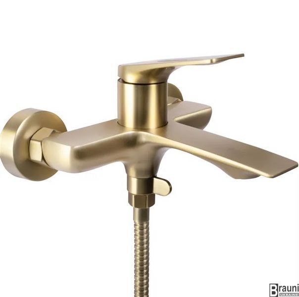 Смеситель для ванны и душа REA AVALON BRUSHED GOLD настенный с изливом REA-B2707 фото