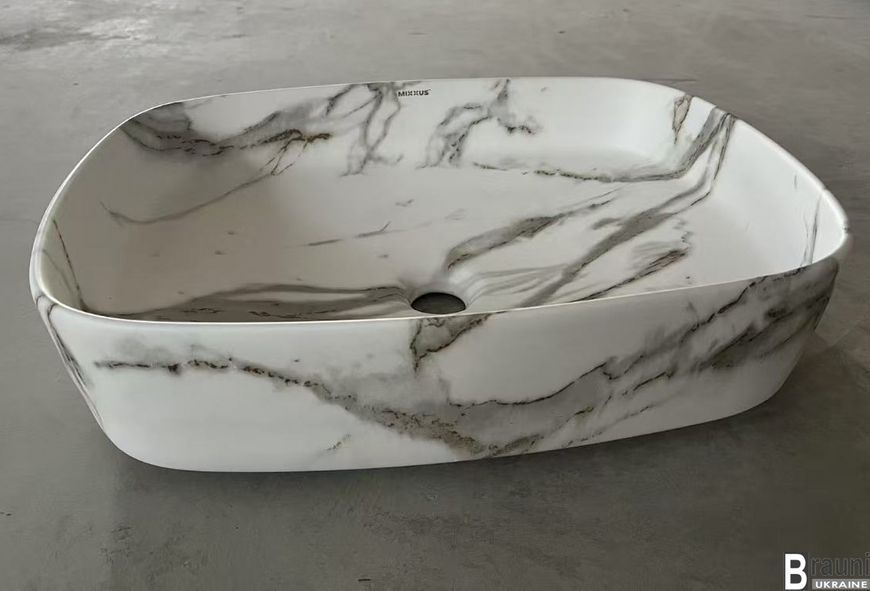Умивальник (раковиний) накладий BEVEL-0102 MARBLE 49х37, мармур MP6519 фото