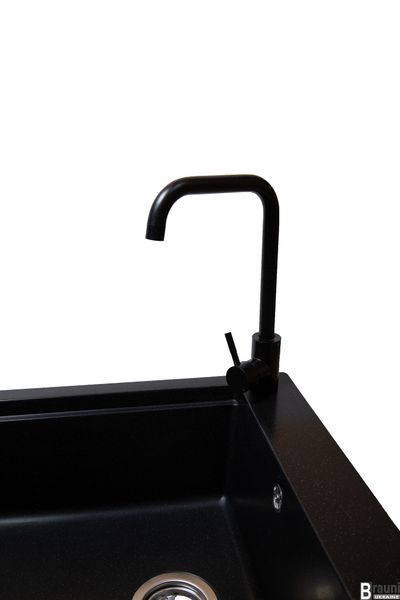 Кухонная мойка Patrat Antracit 78х51 черная с крылом для сушки посуды RO43485 фото