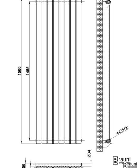 Дизайнерский вертикальный радиатор отопления TM ARTTIDESIGN «Rimini 8/1500» Цвет чёрный матовый 5471 фото