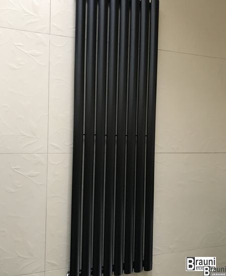 Дизайнерський вертикальний радіатор опалення TM ARTTIDESIGN «Rimini 8/1500» Колір чорний матовий 5471 фото