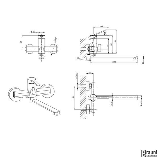 Змішувач для ванни Mixxus Lord 006 Euro (MI7141) MI7141 фото