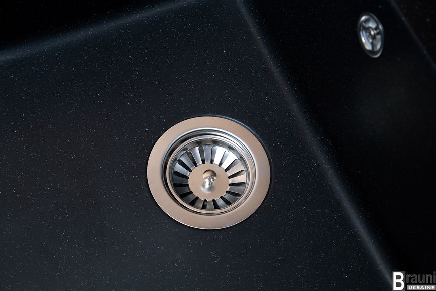 Кухонна мийка Patrat Antracit 78х51 чорна з крилом для сушки посуду RO43485 фото