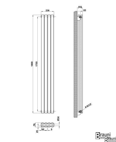 Вертикальний дизайнерський радіатор опалення TM ARTTIDESIGN Rimini || 4/1800 білий матовий 5576 фото