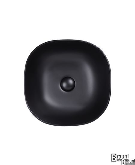 Раковина-чаша Kolibri 41x41 cm чорна матова з клапаном 5774 фото