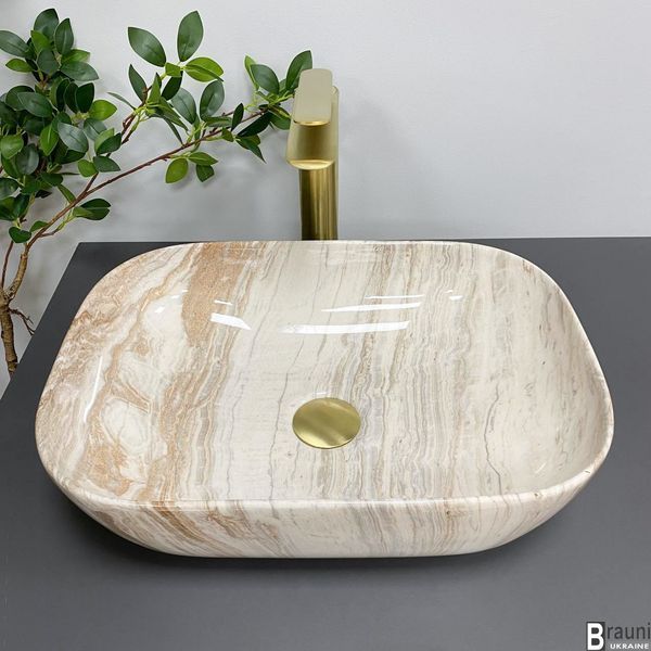 Умивальник (раковина) VBI RAVENNA BEIGE STONE GLOSSY накладний VBI-011204 фото