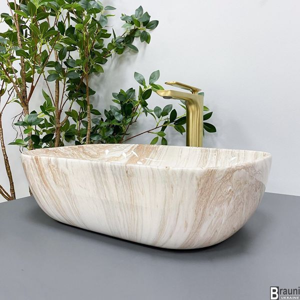 Умивальник (раковина) VBI RAVENNA BEIGE STONE GLOSSY накладний VBI-011204 фото