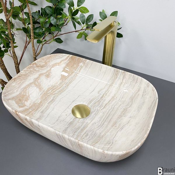 Умивальник (раковина) VBI RAVENNA BEIGE STONE GLOSSY накладний VBI-011204 фото