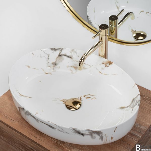 Умивальник (раковина) REA QUEEN CARRARA SHINY накладний REA-U1232 фото