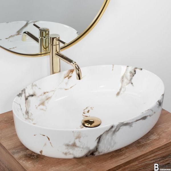 Умивальник (раковина) REA QUEEN CARRARA SHINY накладний REA-U1232 фото