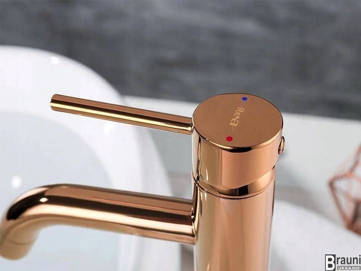 Смеситель для раковины (умывальника) REA LUNGO ROSE GOLD розовое золото высокий REA-B6321 фото