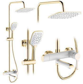 Душова колона REA MELIA GOLD WHITE з виливом REA-P2406 фото