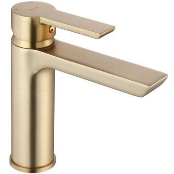 Змішувач для раковини (умивальника) REA ARGUS BRUSHED GOLD золотий матовий низький REA-B6410 фото