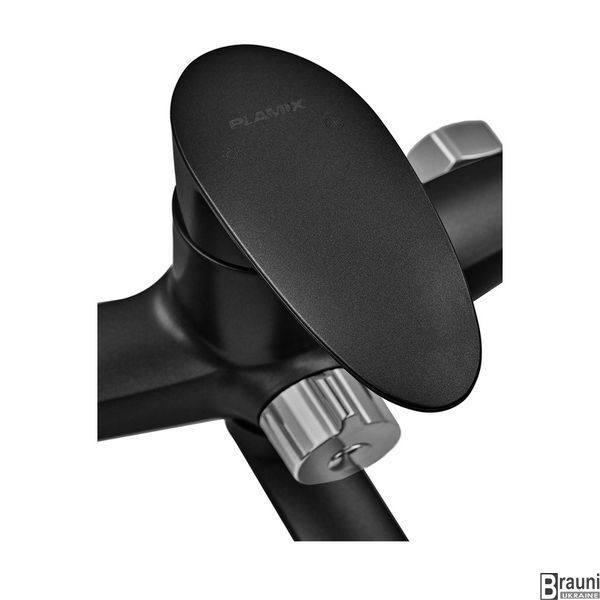 Смеситель для ванны Plamix CEZAR-006 EURO SET Matte black, со шлангом, лейкой и кронштейном (PM0690) PM0690 фото
